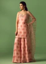 Printed Satin Sharara Suit