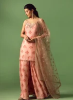 Printed Satin Sharara Suit