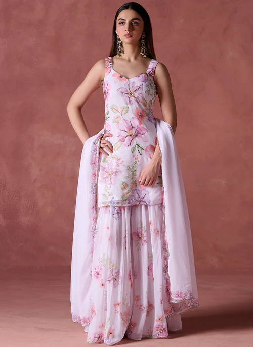 Printed Georgette Sharara Set