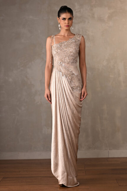 Beige Satin Gown
