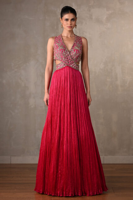 Red Pleated Gown