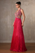 Red Pleated Gown
