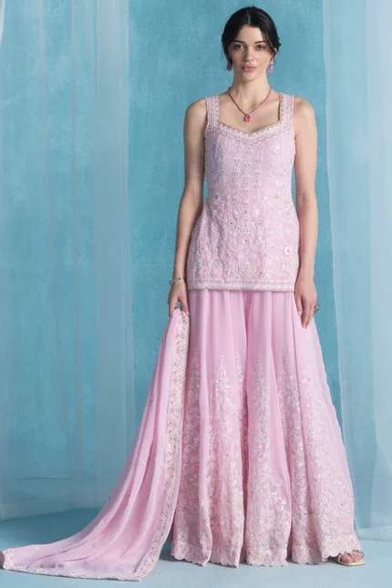 Pink Georgette Sharara Suit