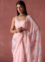 Floral Print Chiffon Saree