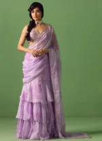 Floral Printed Organza Saree