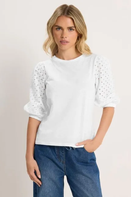 Broderie Puff Sleeve Top