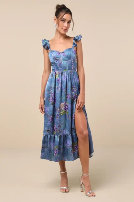 Ruffled Bustier Midi Dress