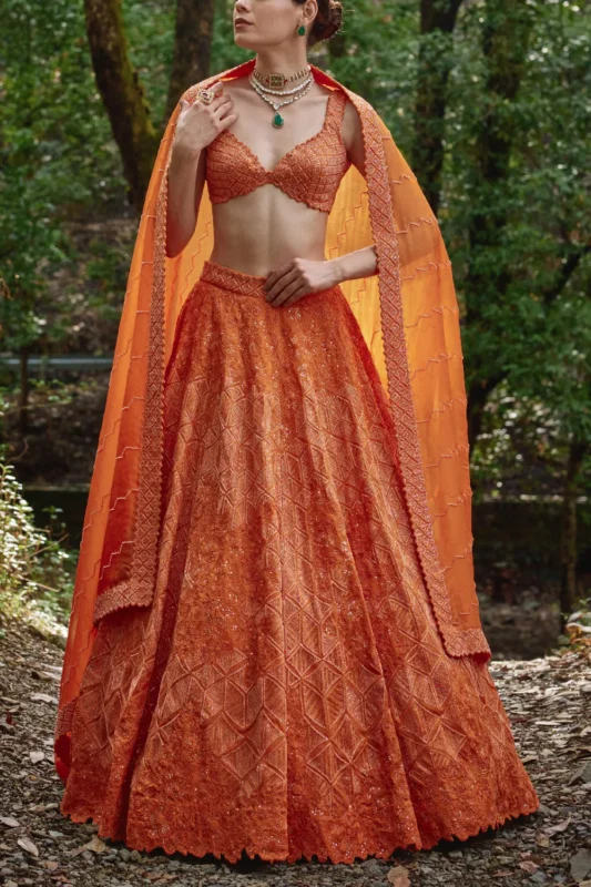 orange lehenga set