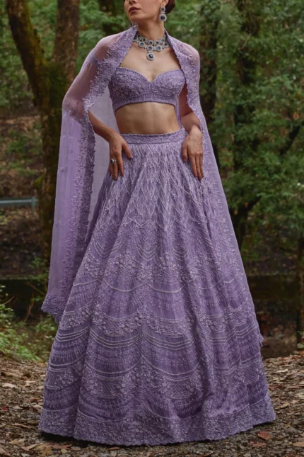 Lilac Organza Lehenga Set
