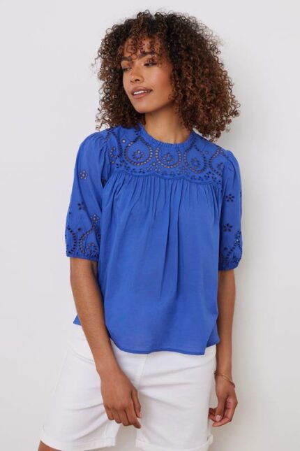 Cotton Broderie Panel Top