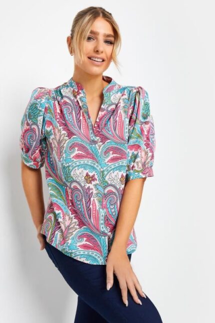Print Puff Sleeve Top