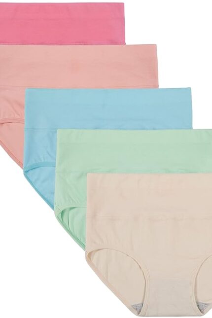 Women’s Daily Wear High-Waist Cotton Panties for Tummy Support – Pack of 5