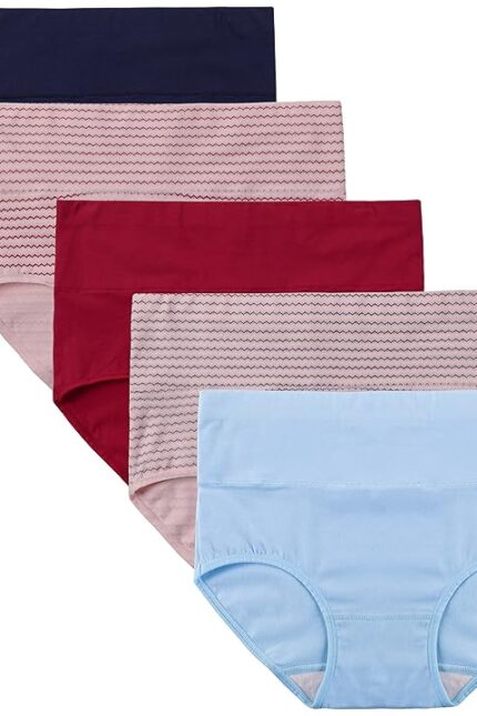 Women’s Comfortable High-Waist Cotton Panties with Shaping Fit – Pack of 5