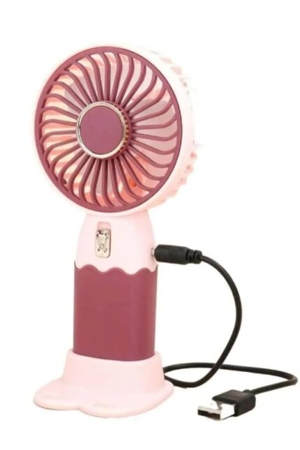Mini Handheld Fan Rechargeable 2000mAh Battery Portable Desk Fan Light Pink