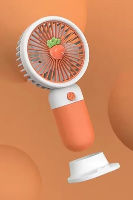 Mini Handheld Fan Rechargeable 2000mAh Battery Portable Desk Fan Orange