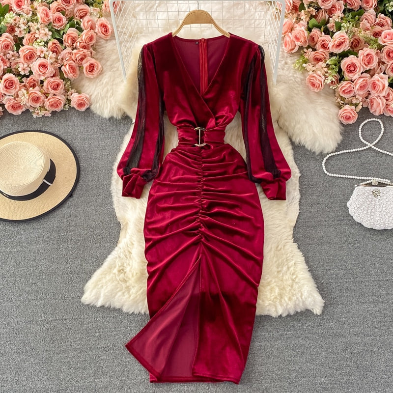 Autumn-Winter-Women-Black-Red-Draped-Bodycon-Midi-Dress-Vintage-V-Neck-Mesh-Patchwork-Long-Sleeve.jpg