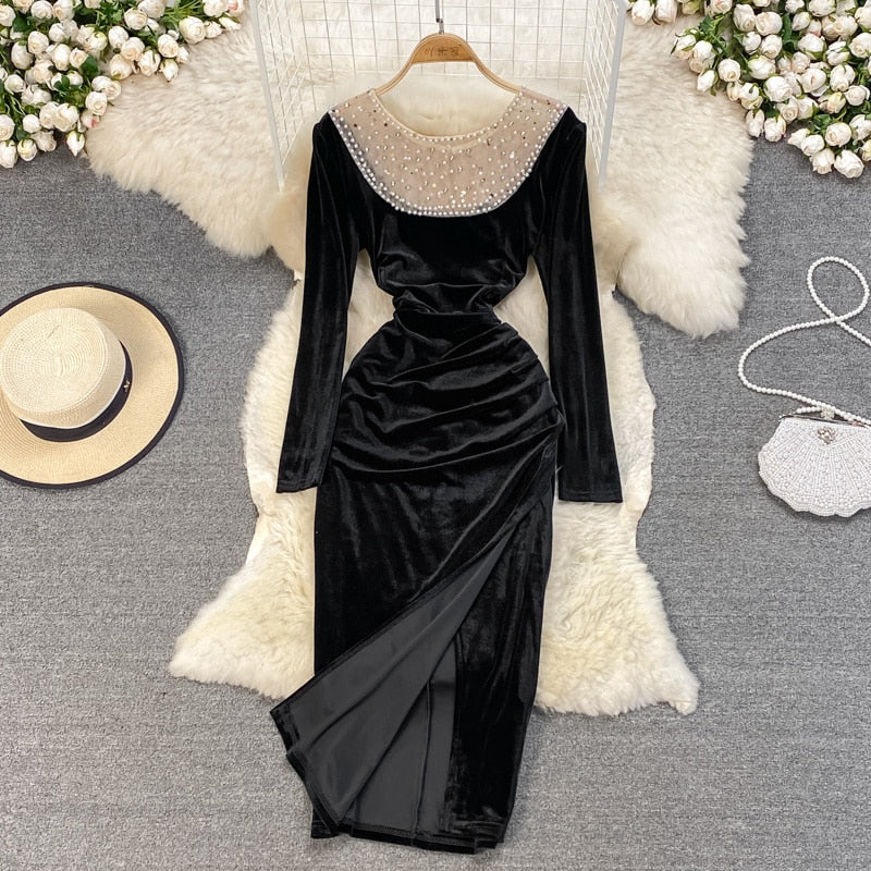 Sexy-Beading-Mesh-See-Through-Patchwork-Long-Dress-Women-Fashion-O-neck-Long-Sleeve-Draped-Split.jpg