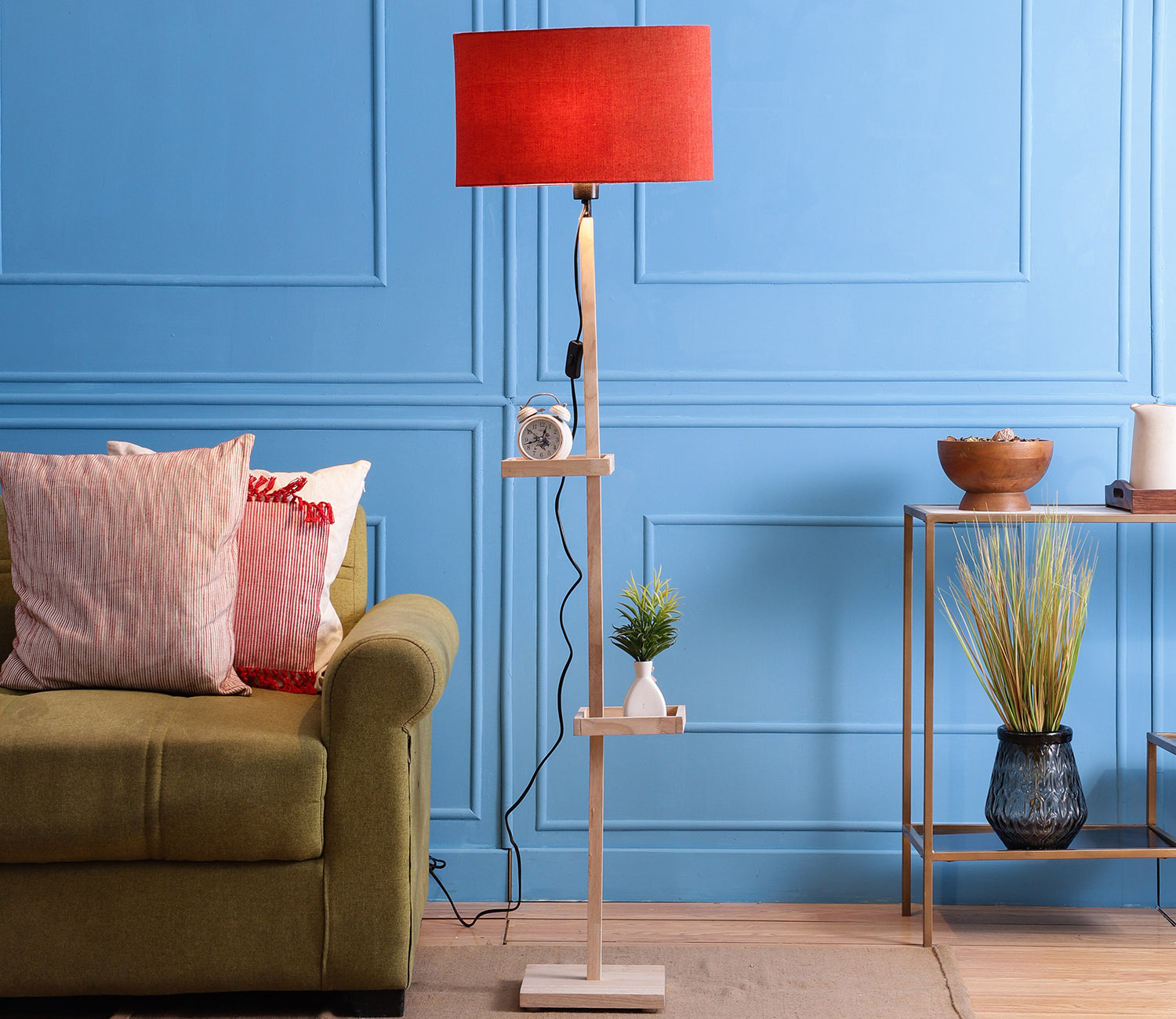 red-fabric-double-shelf-floor-lamp-with-natural-solid-wood-color-base-FL726_1.jpg